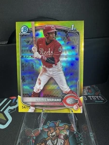 2025 BOWMAN CHROME NAIBEL MARIANO 1ST YELLOW WAVE /75 #BCP-99 Reds - Picture 1 of 4