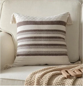 Boho Throw Pillow Covers 20x20 20" x (Pack of 1), Coffee Beige - Picture 1 of 7