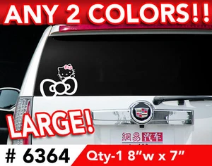 HELLO KITTY ON BOW LARGE DECAL STICKER 8"w x7" - Picture 1 of 2