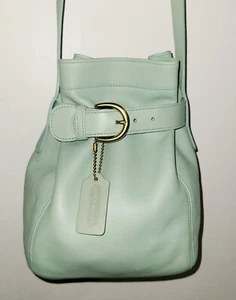 COACH VINTAGE RARE AQUA LEATHER BELTED BAG 4156 - Picture 1 of 14