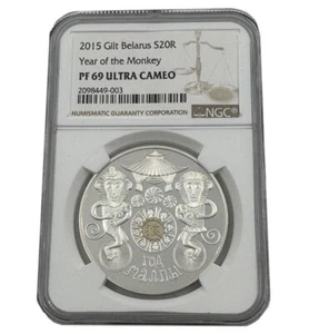2015 Belarus Year of the Monkey NGC PF69 Silver Coin - Picture 1 of 2