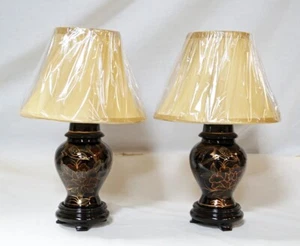 Pair of Oriental Temple Jar Lamps with silk Shades. 9380/4406 - Picture 1 of 1