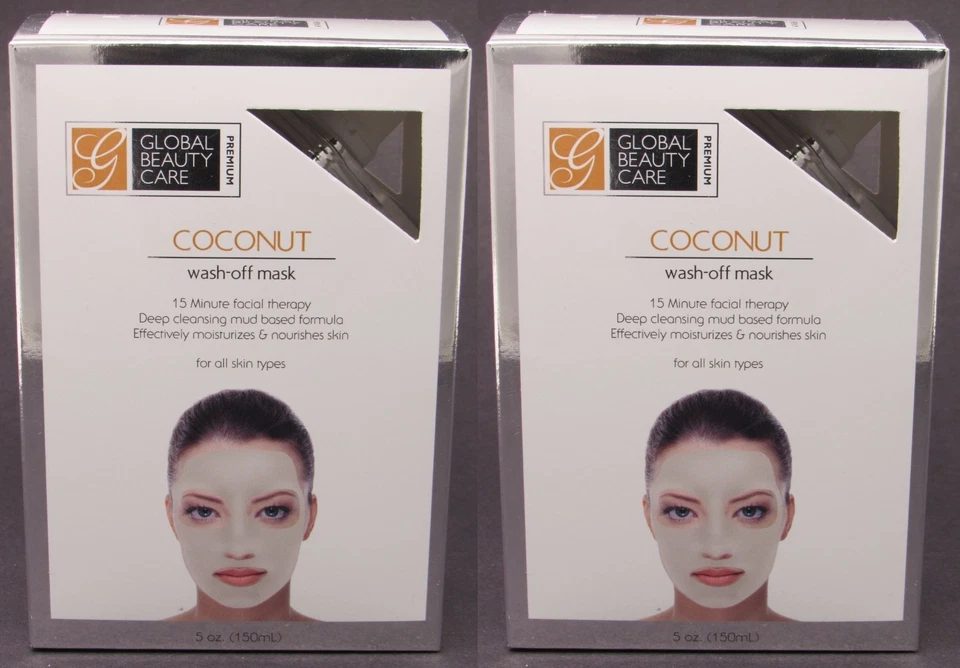 NEW 2-PACK x 5oz Global Beauty Care COCONUT Wash Off Mask Mud Face Treatment ++ - Image 1 of 1