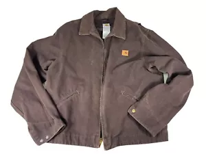 Carhartt J310 Dk8 Detroit Giacca Tela Uomo Grande Zip Denim Marrone Bella! - Foto 1 di 23