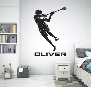 Lacrosse Wall Decal, Lacrosse Wall Decor, Custom Name Lacrosse Player se183 - Picture 1 of 10