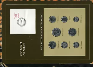 Coin Sets of All Nations Brazil wcard 1984-1985 UNC 500,200,100,1 Cruzeiros 1985 - Picture 1 of 2