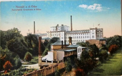 36660 AK Neusalz Oder Schlesien Firma Zwirn Fabrik Gruschwitz & Söhne 1924  - Bild 1 von 2
