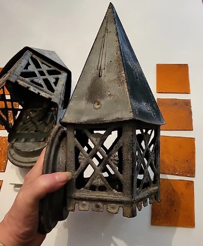 Antique Pair Storybook Tudor  Entry Porch Craftsman Bungalow Wall Light Sconce Cover