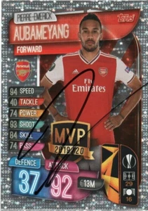 PIERRE-EMERICK AUBAMEYANG SIGNED ARSENAL 2019/2020 EUROPA MATCH ATTAX CARD+COA - Picture 1 of 1
