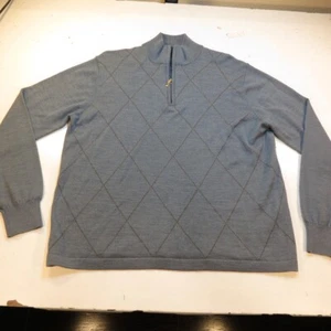 TOSCANO 1/4 ZIP PULLOVER MERINOWOLLMISCHUNG STRICKPULLOVER Gr. Herren M Blau  - Bild 1 von 5