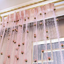1*2m String Door Curtain Rose Floral Doorway Room Dividers Window Panel Tassel