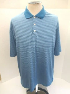 Bolle' Golf Tech Stay Dri Polo Styled Men's Large Blue W/White Striped Shirt - Picture 1 of 9