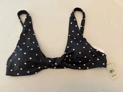 Blusa de biquíni nova com etiquetas RVCA preta branca bolinhas, tamanho XL - Imagem 1 de 4