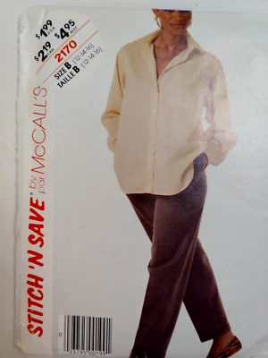 Shirt Pants 12 14 McCalls 2170 Sewing Pattern Stitch N Save McCall's Button CUT - Image 1 of 4
