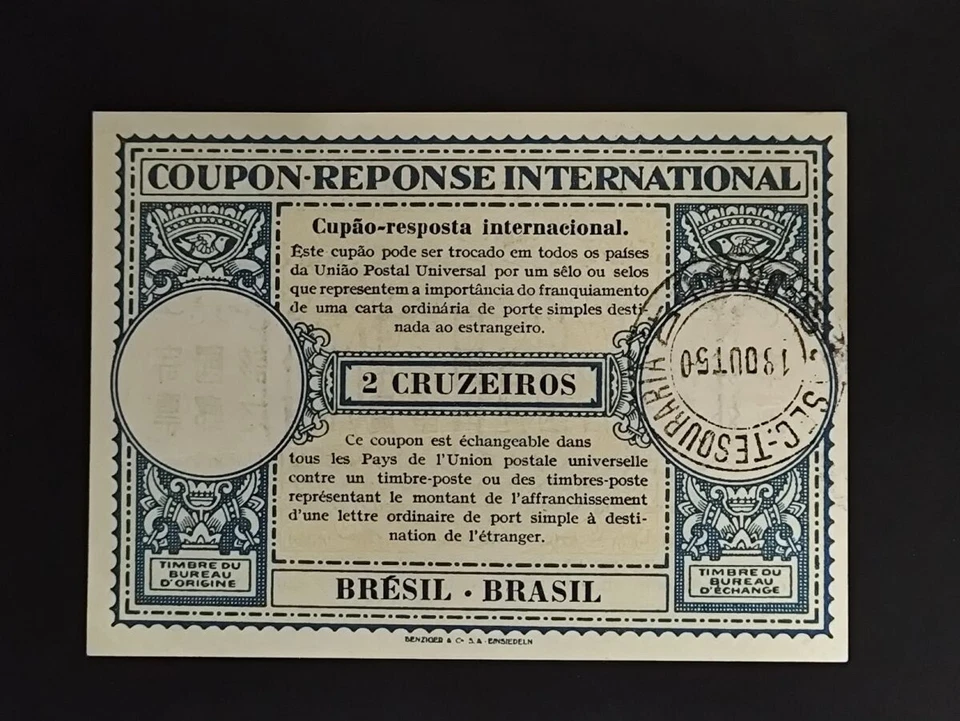 Cupon Response Brasil 1950 Historia Postal Foto 1 de 1