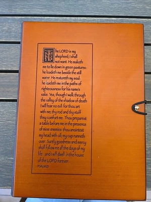 Penman Journal Leather Spine Wood Cover Gold Edge Pages Bible Psalm 23 RARE - Image 1 of 4