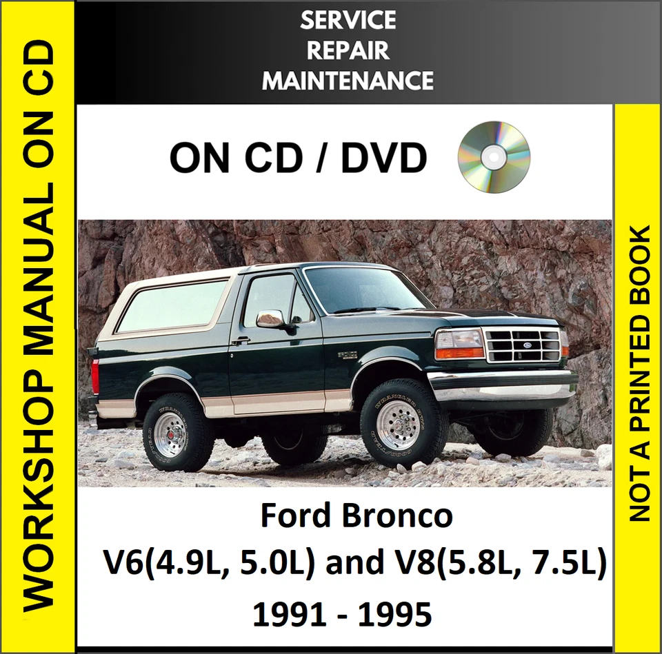 Ford Bronco 1991 1992 1993 1994 1995 servicio reparación taller manual en CD Foto 1 de 1