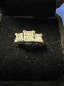 2.00ct Princess Diamond Past Present Future Ring 14K Yellow Gold Free Shipping - Picture 1 of 9