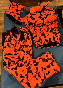 Vintage Cabela's Goretex 3pc SIze XL Hunting Blaze Orange Camo Pant Jacket Set - Picture 1 of 13