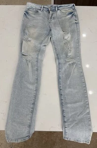 Pacsun Mens Skinny Jeans Size 30x32 Blue Light Wash Distressed Denim Pants - Picture 1 of 7