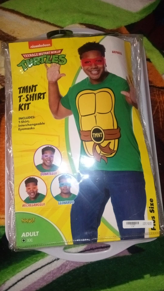Kit Camisa Disfraz Tortugas Ninja Adolescentes Mutantes Nickelodeon Adulto XXL.Las 4 Máscaras Foto 1 de 3