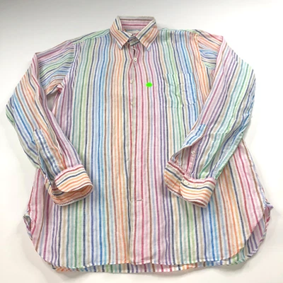 Paul Stuart Medium 100% Linen Button Long Sleeve Striped Casual Shirt PLS READ - Image 1 of 4