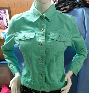 GAP Lime Green Corduroy Sherpa Lined Trucker Jacket Women's Sz. M - Picture 1 of 13