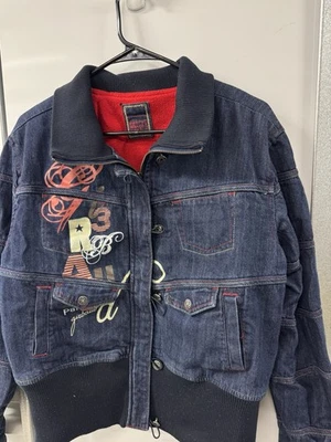 Vintage Marithe Francois Girbaud Denim Jean Jacket Graphic Womens 2X Y2K 90s - image 1 of 4