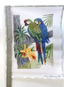 Alice Peterson Handpainted Needlepoint Canvas 2 PARROTS Tropical 13 Mesh - Picture 1 of 2