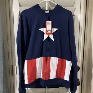 Marvel Captain America Hoodie Zip Up Sweatshirt SM Superhero Pocket Backpack - Picture 1 of 8