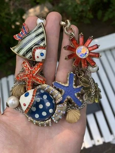 Rare Betsey Johnson HUGE Festival Ocean Starfish Fish Shell Pearl Necklace - Picture 1 of 12