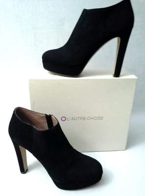 L'AUTRE CHOICE Botín Plataforma Zapato Terciopelo Suave Gamuza Talla 10 Negro Italia $450  Foto 1 de 4