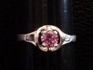 .925 Mexikanischer Sterling Silber Ring Runde Form Rosa Zirkonia - Bild 1 von 6