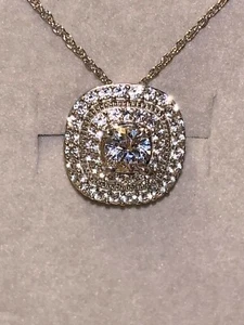 ZALES Jewelers Sterling Silver Lab Created Round White Sapphire Necklace (18 In) - Picture 1 of 6