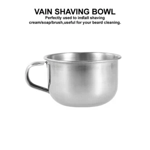 VAIN - Shaving Bowl Stainless Steel Cream Soap Bowl Shaving Mug - With Handle - Picture 1 of 8
