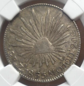 1863 ZS MO MEXICO 2 TWO REALES NGC XF40 - Picture 1 of 6