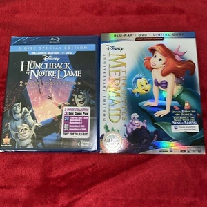 The Little Mermaid & Hunchback of Notre Dame ~ Disney Blu-Ray + DVD + Digital - Picture 1 of 2