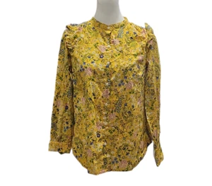 Old Navy kleine langärmelige geknöpfte Damenbluse gelb Blumenmuster - Bild 1 von 3