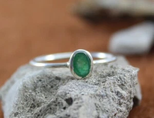 5,5 Karat guter Ovalschliff grüner Emarald 925 Sterling Silber Ring für Herren & Frau - Bild 1 von 5