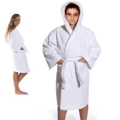 100% Cotton Kids Terry Hooded Robe Terry Towel Hooded Bathrobe Kids Bath Wrap - Image 1 of 4