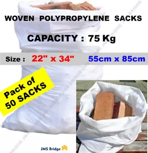 More details for 50 x tough woven polypropylene builder rubble sacks bags. ** ultra strong **