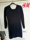 H&m Size L Black Bodycon Mini Dress, Long Sleeves Open V-back [small Defect] -uk