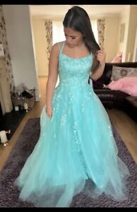 BNWT Prom Dress Size 8 Cinderella Tulle Ballgown Corset Back Mint/Turquoise