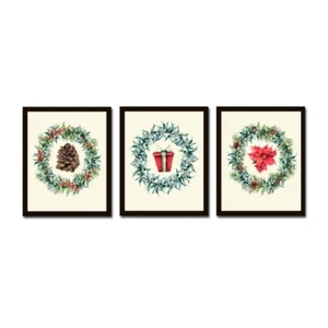 Weihnachten Wandkunst Urlaub Wohnkultur Druck 3er Set Ananas Geschenk ungerahmt - Bild 1 von 6