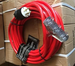 Cable de extensión de generador 30A 50 ft nema l14-30 10awg cable de cobre UL con 3 salidas - Imagen 1 de 5