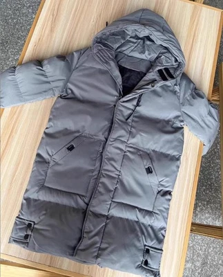 Elegante Chaqueta Para Hombre Acolchada de Algodón Largo Medio Informal Abrigo con Capucha Abrigo Exterior Foto 1 de 4