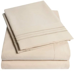 1500 Supreme Collection King Sheet Sets Beige Cream - Luxury Hotel Bed Sheets... - Picture 1 of 8