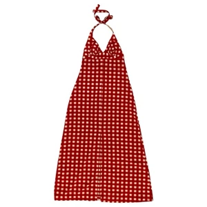 Vintage 70s Red & White Gingham Tie Halterneck Maxi Sundress Women’s XS/S - Picture 1 of 8