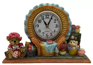 Nuevo Lindo Oso de Peluche de Resina 9”x6”, Cachorro y Cesta Escritorio/Estante/Reloj de Mesa - Imagen 1 de 8
