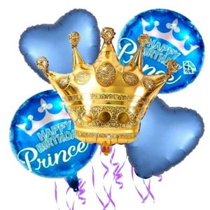 Birthday Balloons 5 Pcs Baby Boy Prince Foil Balloon Air/Helium Party Decor UK - Picture 1 of 1